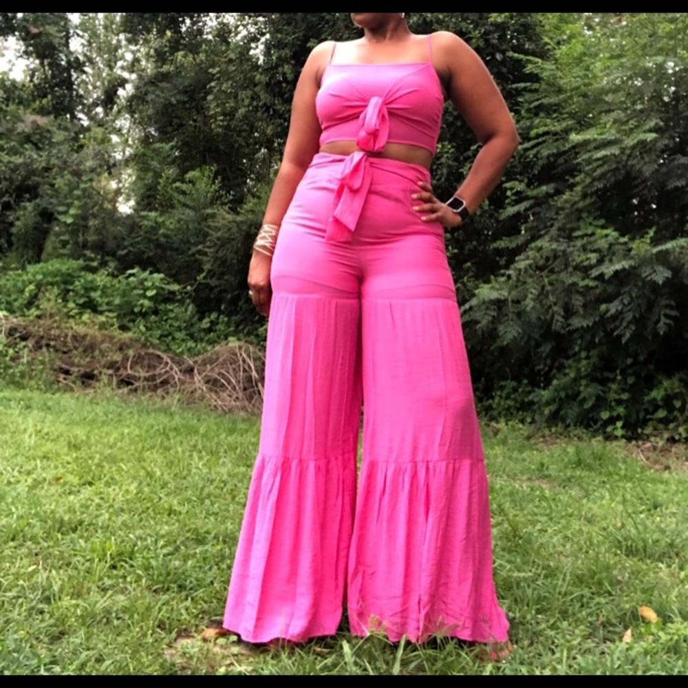 Two -Piece Crop Top and Flare Pants